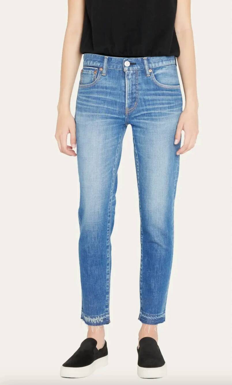 NEW MOUSSY clarence straight leg denim jeans in light blue